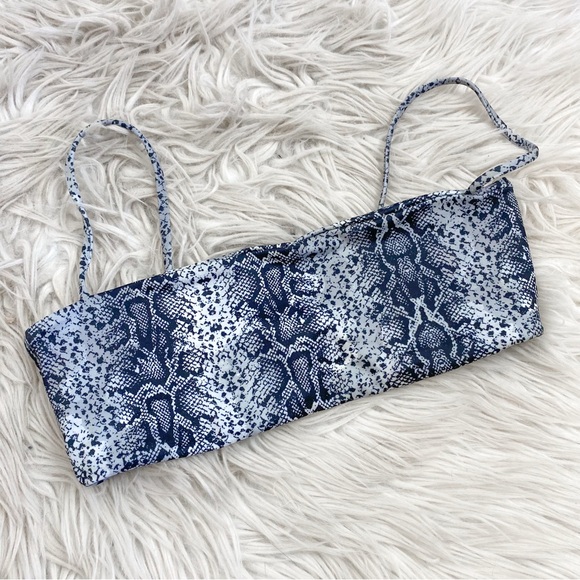 Arizona Daphne Snake Print Grey Black Bandeau Bikini Top - Picture 1 of 3
